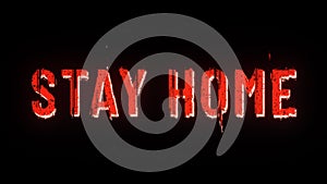 Stay home text banner. Distorted glitch effect