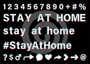 Stay at home white sign on black background