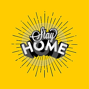 Stay home on yellow background vector illustration