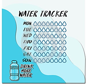 Stay hydrated motivation drink more water stay hydrated PLANNER THE WATER BALANCE TRACKER calligraphy Vector illustration WEEK