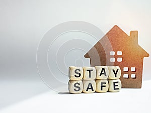 Stay safe concept, stay at home, social media campaign for covid-19 or coronavirus pandemic prevention