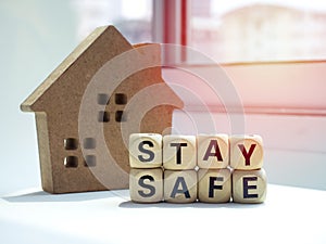 Stay safe concept, stay at home, social media campaign for covid-19 or coronavirus pandemic prevention