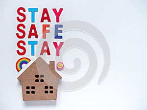 Stay safe concept, stay at home, social media campaign for covid-19 or coronavirus pandemic prevention