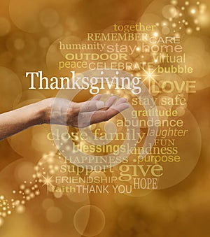 Stay Safe Stay Home Covid Word Cloud Thanksgiving Concept