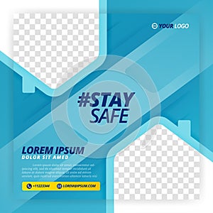 Stay safe vector poster for work from home campaigns