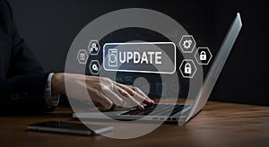 Software update laptop computer system update technology update internet security update concept online update