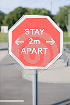 stay two meters apart sign