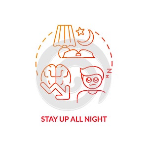 Stay up all night red gradient concept icon