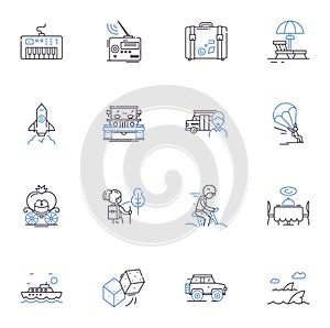 Staycation line icons collection. Relaxation, Rejuvenation, Rest, Unwind, Detox, Stay, Home vector and linear