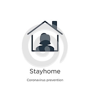 Stayhome icon vector. Trendy flat stayhome icon from Coronavirus Prevention collection isolated on white background. Vector