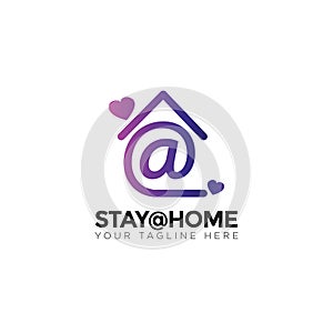 Stayhome logo, with house and symbol vector