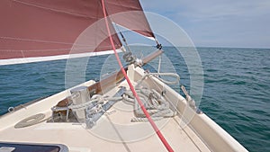 Staysail, Jib and Bowsprit Of a Yacht Sailing Out Into Dublin Bay, Ireland