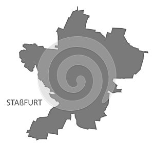 Staßfurt German city map grey illustration silhouette shape