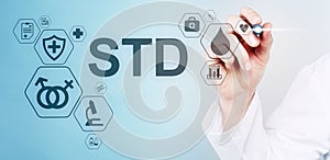 STD test sexsual transmitted diseases diagnosis medical and healthcare concept. photo