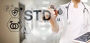 STD test sexsual transmitted diseases diagnosis medical and healthcare concept.