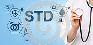 STD test sexsual transmitted diseases diagnosis medical and healthcare concept.