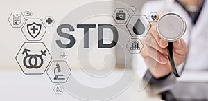 STD test sexsual transmitted diseases diagnosis medical and healthcare concept.