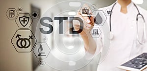 STD test sexsual transmitted diseases diagnosis medical and healthcare concept. photo