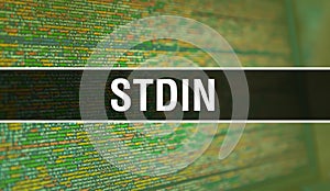 Stdin with Binary code digital technology background. Abstract background with program code and Stdin. Programming and coding
