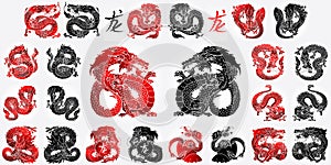 Ste 12 Asian dragon black and red