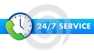 Steady available services icon. 24 7 illustration. Work whole week web vector.