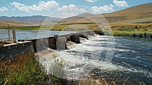 The steady flow of water through the dam not only generates renewable energy but also provides a source of irrigation