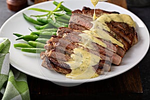 Steak with bearnaise sauce with tarragon