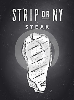 Steak, Chalkboard. Kitchen poster with steak silhouette