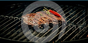 Steak with chilli pepper photo