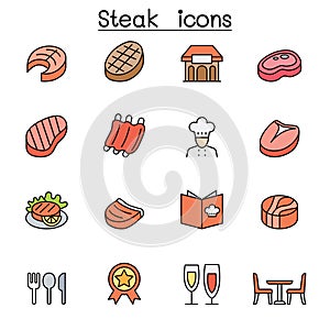 Steak color line icon set vector illustration graphic design