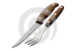 Steak cutlery set - knife and fork isolated