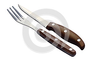 Steak cutlery set - knife and fork isolated