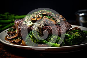 steak diane with vegetables