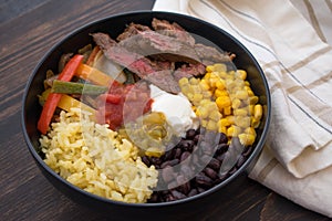 Steak Fajita Bowl with Rice and Vegetables