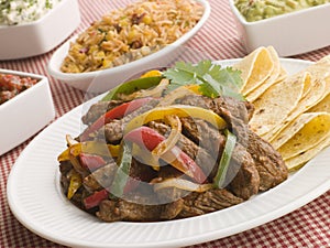 Steak Fajitas with Jambalaya Guacamole Salsa