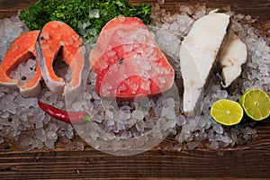 Steak fish under salting photo