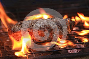 Steak on flame Grill