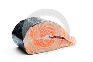 Steak fresh salmon isolated on white