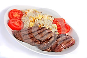 Steak and fried rice horizontal