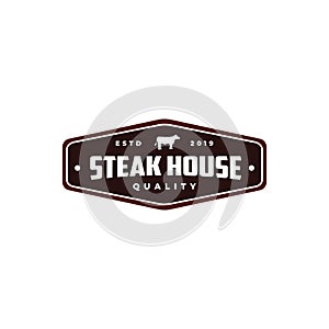 Steak house Vintage Retro Cafe Bar logo design photo