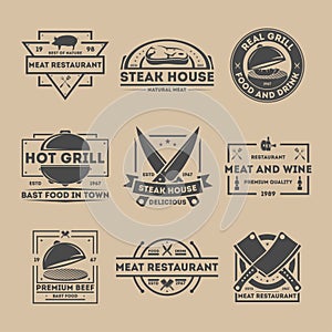 Steak house vintage label set