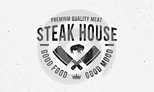 Steak House vintage logo design.