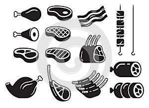 Steak icons set vector illustration