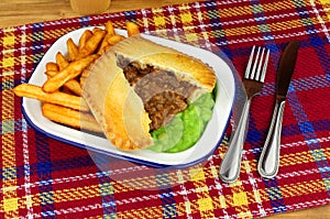 Steak And Kidney Pie And Chips Meal