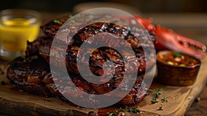 Juicy Steak and Lobster Platter. Generative AI