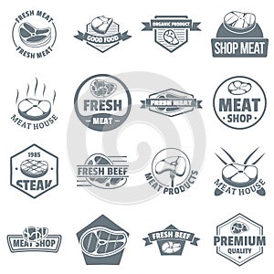 Steak logo icons set, simple style