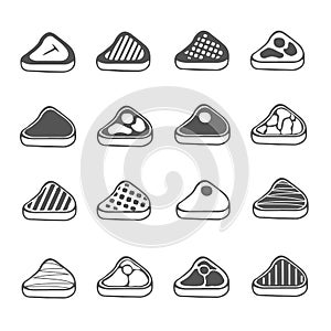 Steak and meat icons set vector illustration