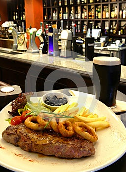 Steak and a Pint of Dark Beer