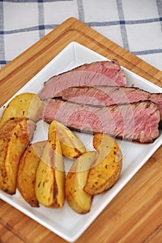 Steak with potato wedges