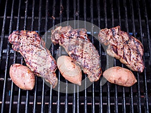 Steak and Potatoes on the Grill